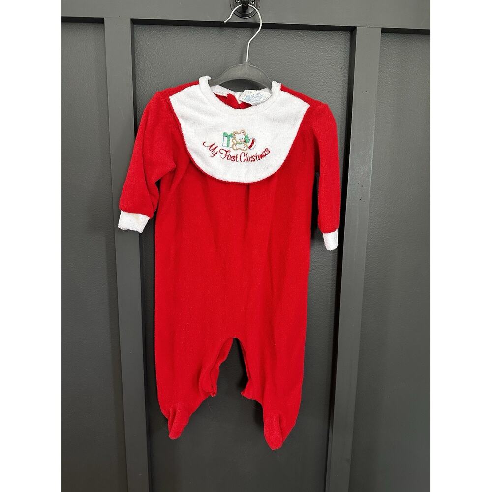 Vintage Baby My First Christmas Footie One Prince Outfit Size Large (18-21 Lbs)